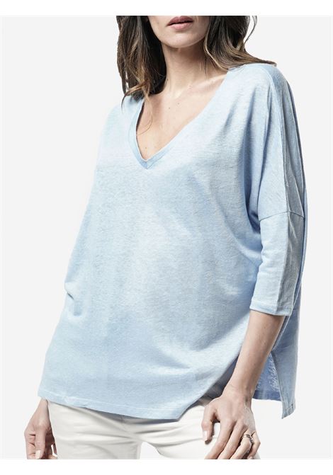 T-shirt scollo a V oversize in lino NOT SHY | T- Shirt | EMILIE-4405005MIR